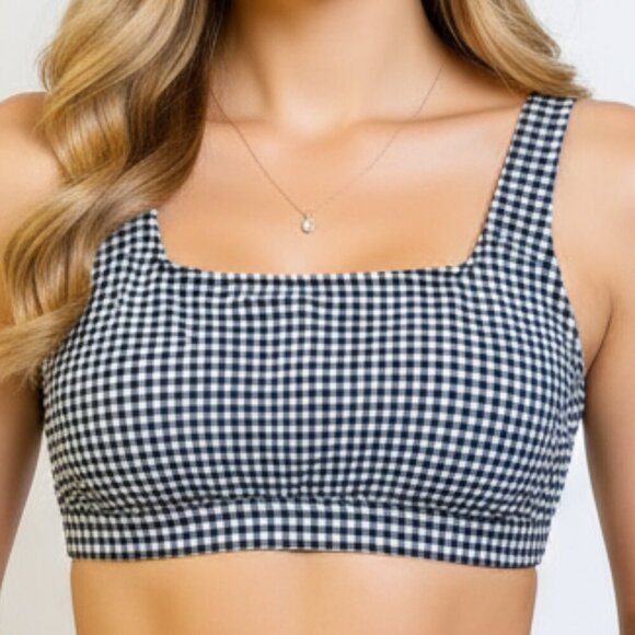 NWT Kona Sol Navy Gingham Bralette Bikini Top – Size Small (4–6) - Picture 1 of 3
